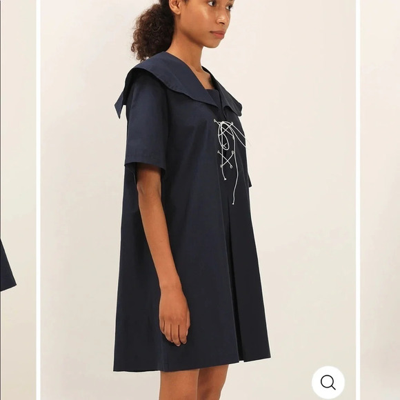Storets NWT Tinsley Lace Up Sailor Dress Navy Blue Size S/M - Picture 4 of 15